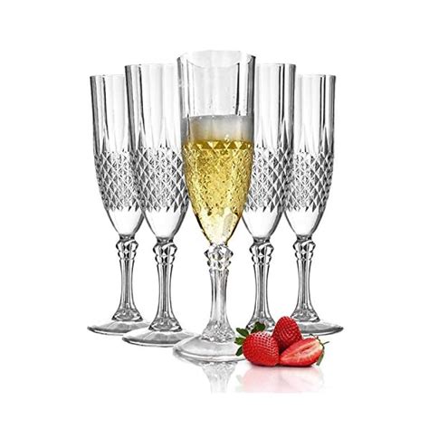 Plastic Champagne Flutes 48 Pcs Disposable Fancy Crystal Cut Clear Champagne Glasses 8 Oz