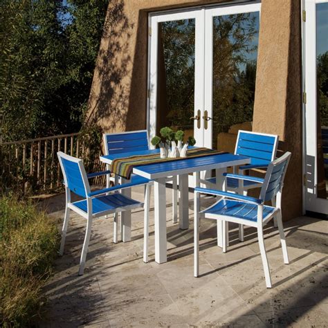 Polywood Euro Aluminum Square Outdoor Dining Set With White Frame 5