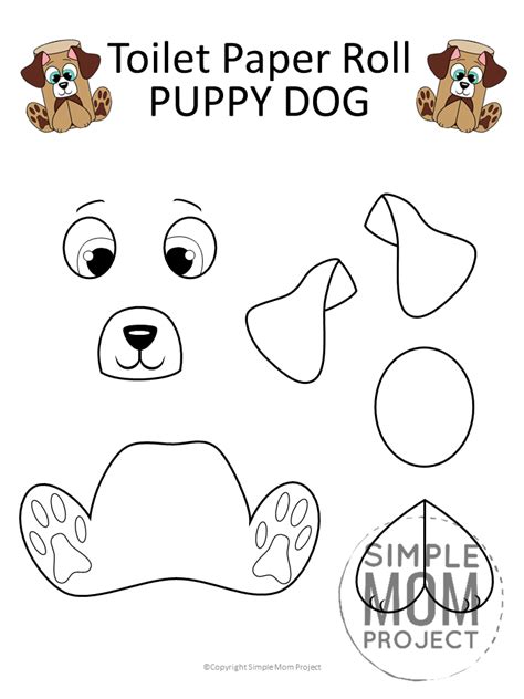 Print on cardstock, cut outline and viewing window, laminate, and g. Toilet Paper Roll Dog Craft with Free Templates - Simple ...