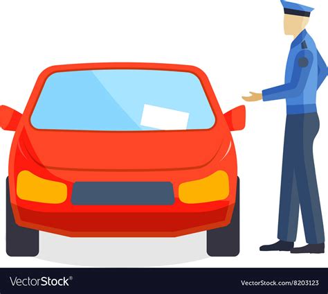 Policeman Writing Speeding Ticket Driver Parking Vector Image
