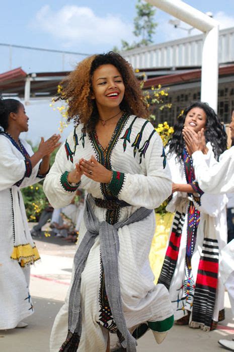 Beautiful Amhara Woman From Addis Ababa In Her Traditional Costume Dancing Ethiopia Ethiopian
