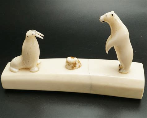 Alaskan Eskimo Bear And Walrus Ivory Carving Home And Away Gallery
