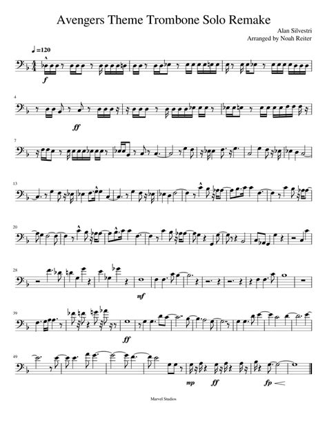 Avengers Theme Trombone Solo Sheet Music For Trombone Download Free