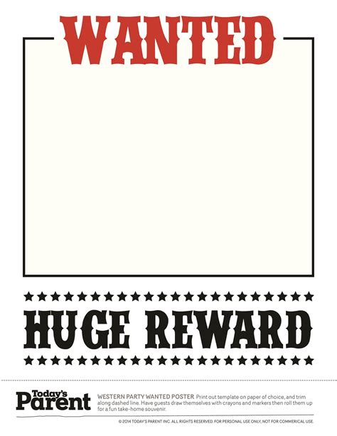 Printable Wanted Poster Template Black And White