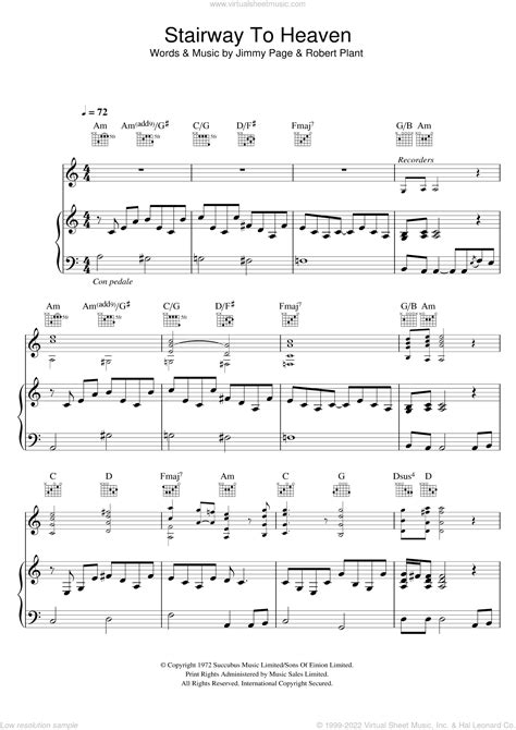 Stairway To Heaven Sheet Music For Voice Piano Or Guitar Pdf