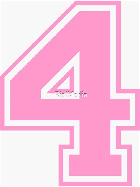 Varsity Team Sports Uniform Number 4 Pink Sticker For Sale By