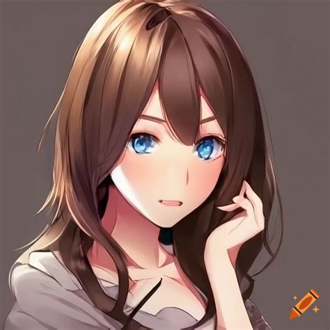 Anime Girl With Chocolate Brown Hair And Blue Green Eyes On Craiyon