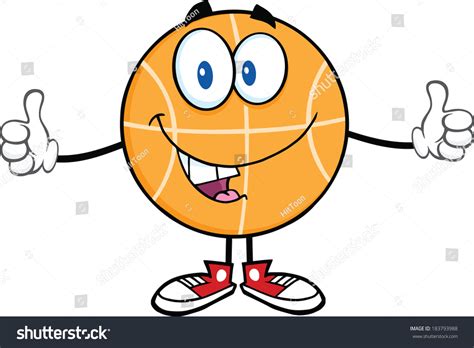 Funny Basketball Cartoon Character Giving Double Stock Vector 183793988