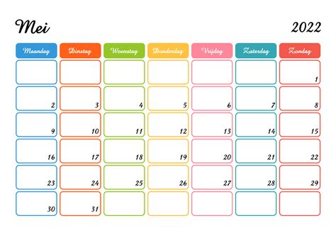 Mooie Kalender Planner Mei 2022