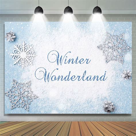 Lofaris Blue And White Snowflake Winter Wonderland Backdrop Winter