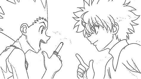 Gon And Killua Outline In 2021 Anime Canvas Painting