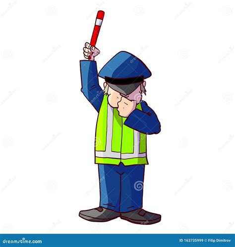 Colorful Cartoon Traffic Police Officer 163735999