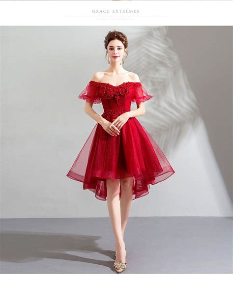 Short Red Prom Dress Off The Shoulder Lace Cocktail Dress Short Red Prom Dresses Cocktail