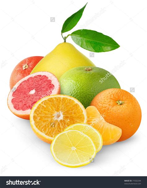 Isolated Citrus Fruits Pile Of Orange Lemon Slices Grapefruit