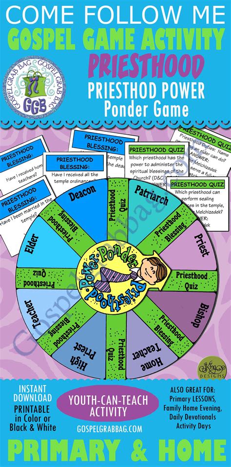 Priesthood Lds Lesson Activity Priesthood Power Ponder Game Learn