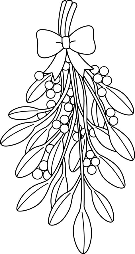 Christmas Mistletoe Line Art - Free Clip Art