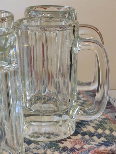 Seven Vintage Glass Beer Mugs Etsy