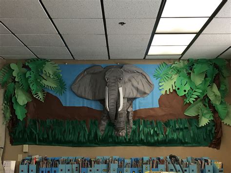 Elephant Bulletin Board For The Library Jungle Decorations Jungle