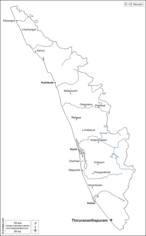 Outline Map Of Kerala With Districts High Resolution Maps Of Indian