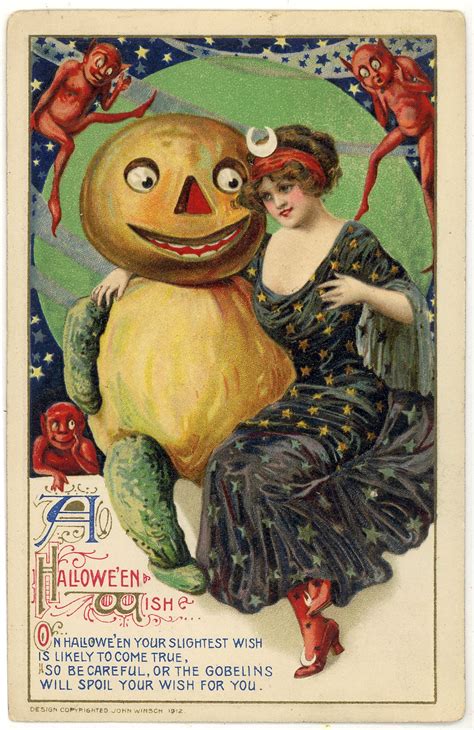 Winsch Halloween Postcard Halloween Greetings Vintage Halloween