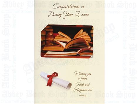 Exam Congratulations Card With Leaflet Abbey Bookshop