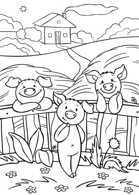 Cartoon Farm Pigs Coloring Page Download Print Or Color Online For Free