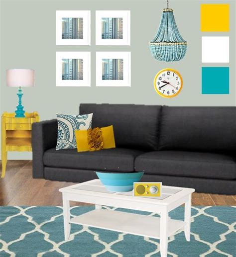 Living Room Moodboard With Teal And Yellow We Could Think About Teal
