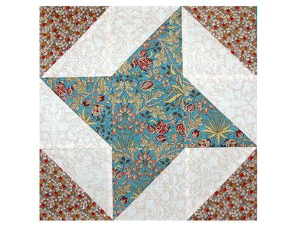 Evening Star Quilt Block Pattern With Nine Patch Centers