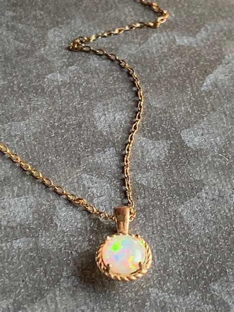 Opal Necklace Gold Necklace Gemstone Jewelry Brilliant Etsy
