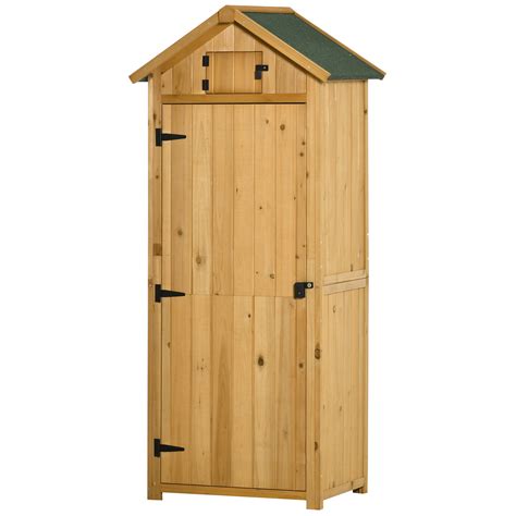 Sheds Outsunny Garden Shed Vertical Utility 3 Shelves Shed Wood Outdoor