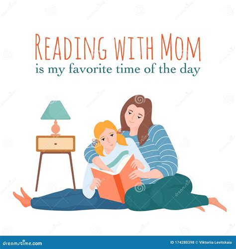 Mother And Daughter Reading A Book Together Stock Vector Illustration Of Female Flat 174280398