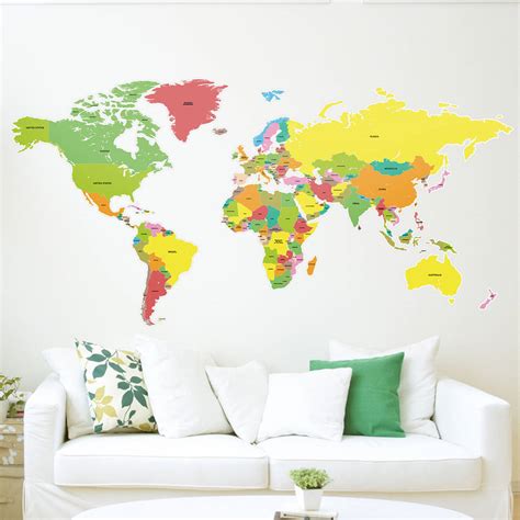 Countries Of The World Map Wall Sticker By The Binary Box