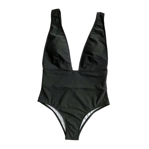 Swimsuit Women One Piece Modest Deep V Neck Integrated Tummy Control High Cut Swimwear Bathing