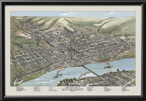 Atchison Ks 1880 Vintage City Maps