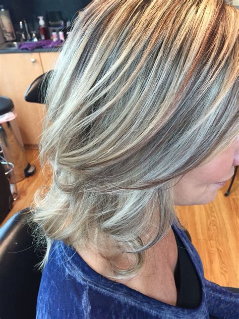 Blonde Highlights Warm Auburn Lowlights And Natural Gray Blonde