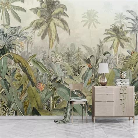 Milofi Custom Photo Wallpaper Hand Painted Tropical Rainforest Plant