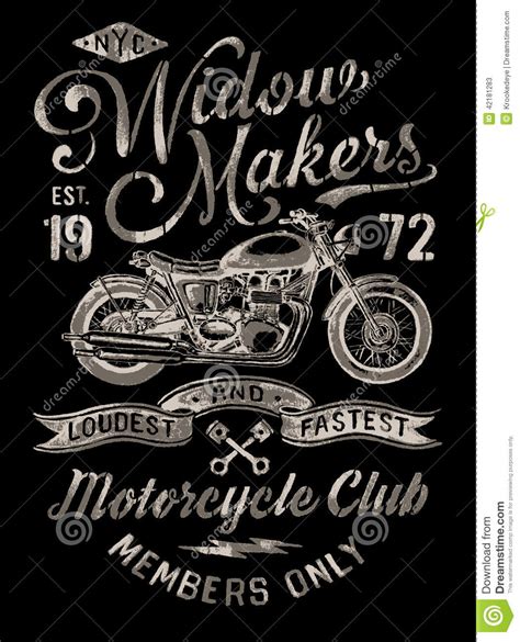 Hand Painted Vintage Motorcycle Graphic Stock Vector Illustration Of