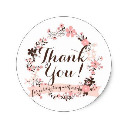 Since august is our website's anniversary month, we are giving away a series of thankful printables. Pink and Brown Floral Wreath Thank You Sticker | Zazzle ...
