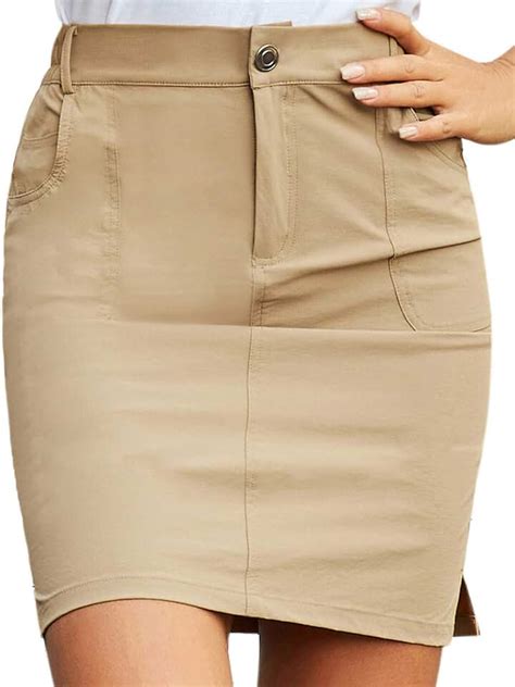 Womens Khaki Skirt Knee Length