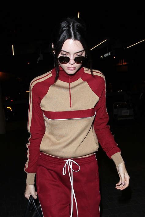 Kendall Jenner In Red Sweats At Lax 02 Gotceleb
