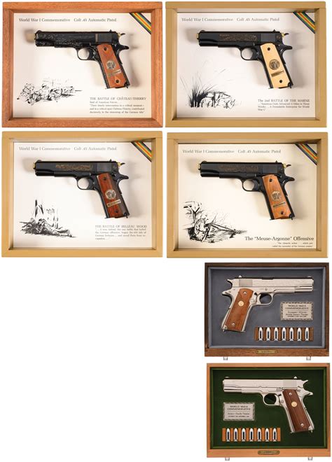 Matched Set Of Colt World War Commemorative 1911s With Cases Rock