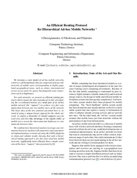 (PDF) An Efficient Routing Protocol for Hierarchical Ad-hoc Mobile Networks | Ioannis ...
