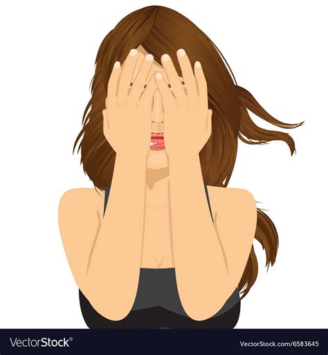 Woman Covering Her Eyes With Her Hands Royalty Free Vector Quirky Illustration Cute Cartoon