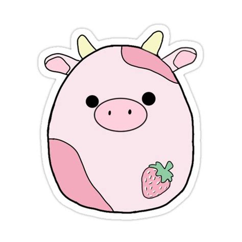 Strawberry Cow Squishmallow Sticker By Mallowmaddie In 2022 Cute