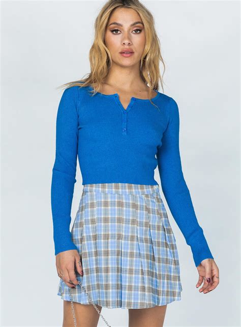 Maddy Pleated Mini Skirt Blue