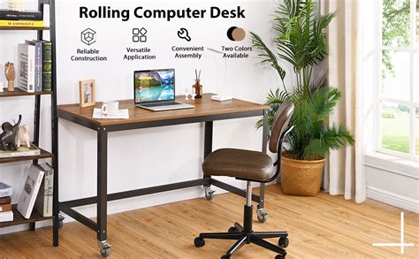 Tangkula 48 Mobile Computer Desk Rolling Computer Workstation With 4