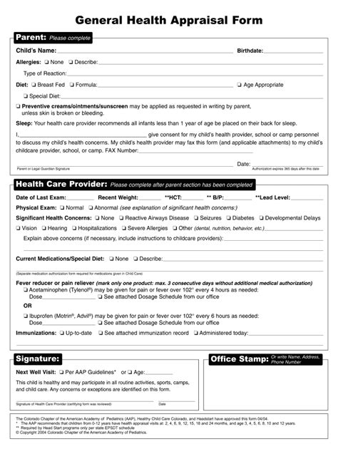 General Health Appraisal Form Fill Out And Sign Printable Pdf
