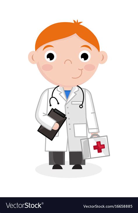 Little Boy In Doctor Uniform With Stethoscope Vector Image