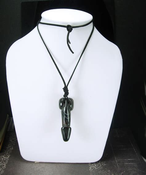 Male Figural Pendant Necklace Vintage Banded Agate Talisman Gay Interest Erotic Chains