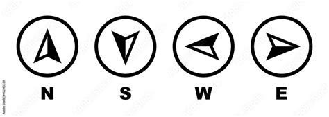 Vector Compass Icons Of North South East And West Direction Map